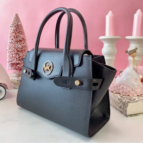 Final Sale!!! 👜 MICHAEL KORS 🌺 Carmen Medium Faux Leather Belted Satchel - Picture 12 of 13